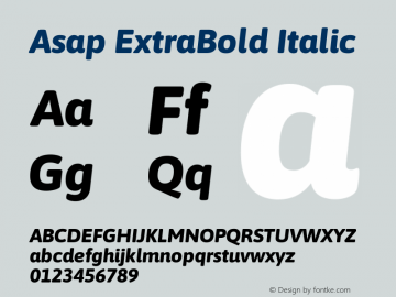 Asap ExtraBold Italic Version 3.001图片样张