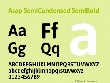 Asap SemiCondensed SemiBold Version 3.001图片样张