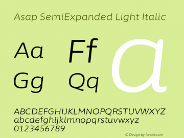 Asap SemiExpanded Light Italic Version 3.001图片样张