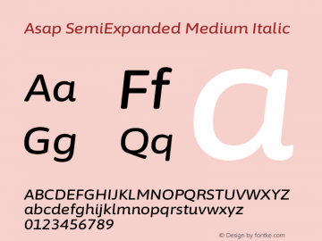 Asap SemiExpanded Medium Italic Version 3.001图片样张