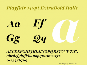 Playfair 144pt ExtraBold Italic Version 2.001;gftools[0.9.30]图片样张