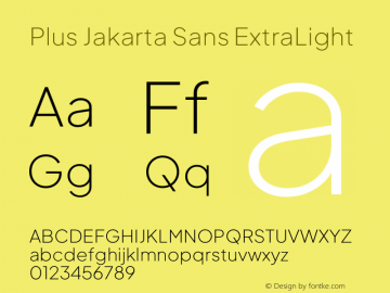 Plus Jakarta Sans ExtraLight Version 2.071;gftools[0.9.30]图片样张
