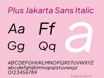 Plus Jakarta Sans Italic Version 2.071;gftools[0.9.30]图片样张