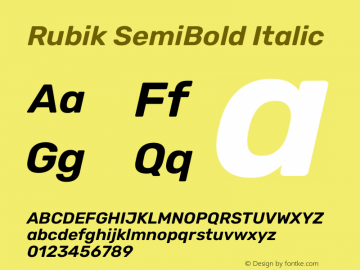 Rubik SemiBold Italic Version 2.300;gftools[0.9.30]图片样张