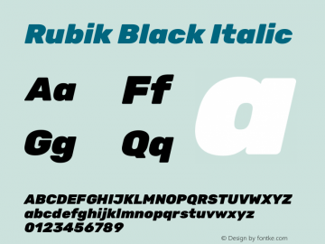 Rubik Black Italic Version 2.300;gftools[0.9.30]图片样张