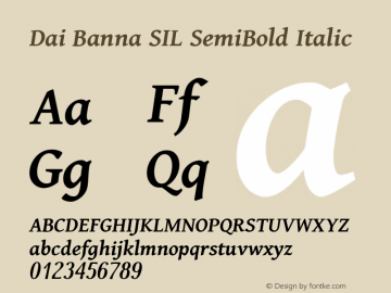 Dai Banna SIL SemiBold Italic Version 4.000图片样张