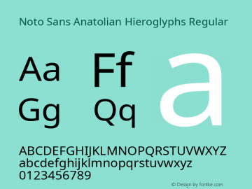 Noto Sans Anatolian Hieroglyphs Regular Version 2.001; ttfautohint (v1.8.4.7-5d5b)图片样张