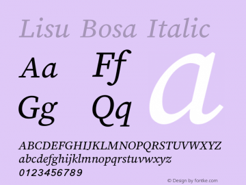 Lisu Bosa Italic Version 2.000图片样张