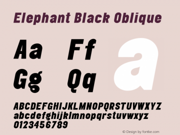 Elephant Black Oblique 001.000 Font Sample