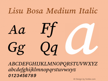 Lisu Bosa Medium Italic Version 2.000图片样张