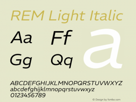 REM Light Italic Version 1.005;gftools[0.9.28]图片样张