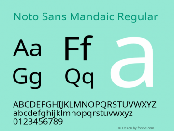 Noto Sans Mandaic Regular Version 2.002; ttfautohint (v1.8.4.7-5d5b)图片样张