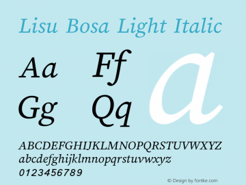Lisu Bosa Light Italic Version 2.000图片样张