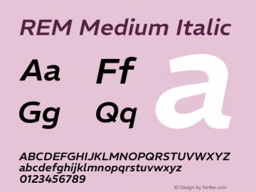 REM Medium Italic Version 1.005;gftools[0.9.28]图片样张