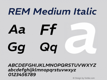 REM Medium Italic Version 1.005;gftools[0.9.28]图片样张