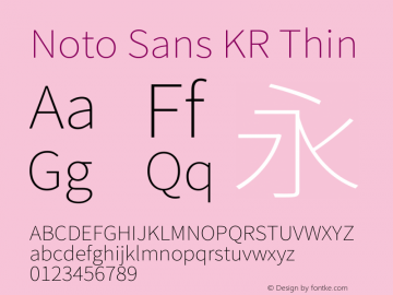 Noto Sans KR Thin Version 2.004-H2;hotconv 1.0.118;makeotfexe 2.5.65603图片样张
