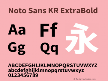 Noto Sans KR ExtraBold Version 2.004-H2;hotconv 1.0.118;makeotfexe 2.5.65603图片样张