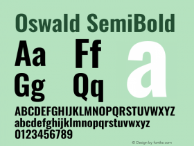 Oswald SemiBold Version 4.103;gftools[0.9.33.dev8+g029e19f]图片样张