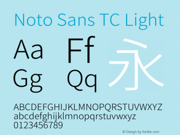 Noto Sans TC Light Version 2.004-H2;hotconv 1.0.118;makeotfexe 2.5.65603图片样张