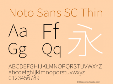 Noto Sans SC Thin Version 2.004-H2;hotconv 1.0.118;makeotfexe 2.5.65603图片样张