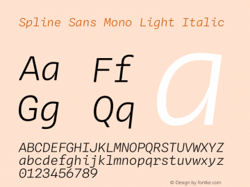 Spline Sans Mono Light Italic Version 1.004图片样张