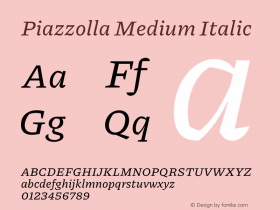 Piazzolla Medium Italic Version 2.005图片样张
