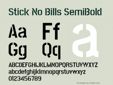 Stick No Bills SemiBold Version 2.000图片样张