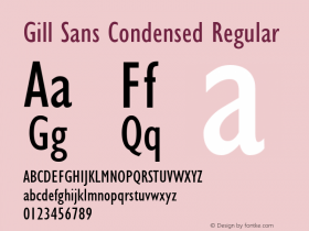 Gill Sans Condensed Regular Version 1.3 (Hewlett-Packard)图片样张