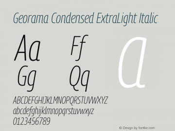 Georama Condensed ExtraLight Italic Version 1.001图片样张