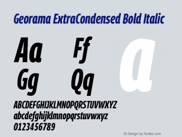 Georama ExtraCondensed Bold Italic Version 1.001图片样张