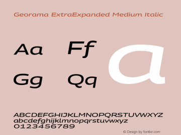 Georama ExtraExpanded Medium Italic Version 1.001图片样张