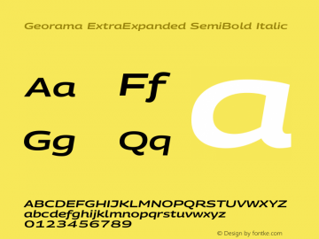 Georama ExtraExpanded SemiBold Italic Version 1.001图片样张