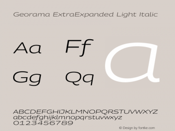 Georama ExtraExpanded Light Italic Version 1.001图片样张