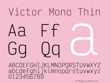 Victor Mono Thin Version 1.561;gftools[0.9.30]图片样张