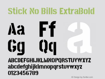 Stick No Bills ExtraBold Version 2.000图片样张