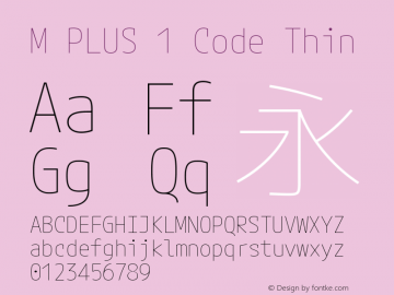 M PLUS 1 Code Thin Version 1.005图片样张