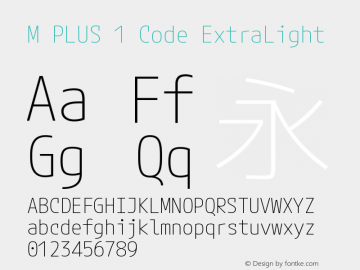 M PLUS 1 Code ExtraLight Version 1.005图片样张