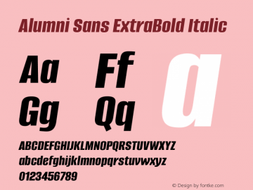 Alumni Sans ExtraBold Italic Version 1.016图片样张