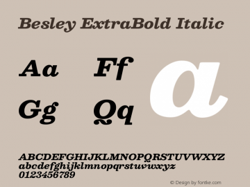 Besley ExtraBold Italic Version 2.001图片样张
