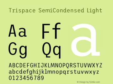 Trispace SemiCondensed Light Version 1.210图片样张