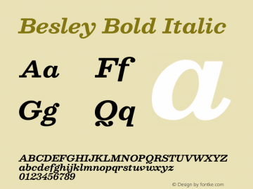 Besley Bold Italic Version 2.001图片样张