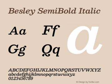 Besley SemiBold Italic Version 2.001图片样张