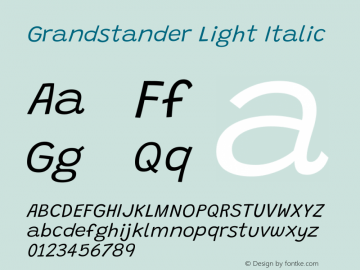 Grandstander Light Italic Version 1.200图片样张