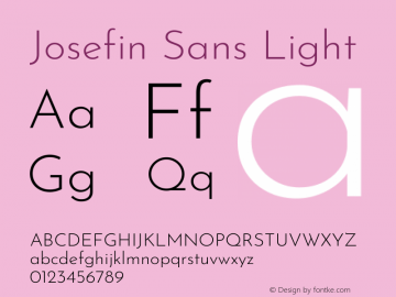 Josefin Sans Light Version 2.001图片样张