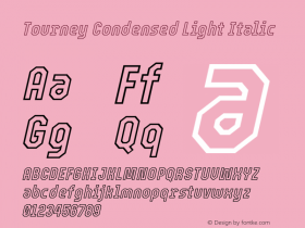 Tourney Condensed Light Italic Version 1.015图片样张