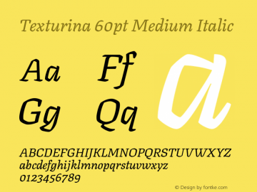 Texturina 60pt Medium Italic Version 1.002图片样张