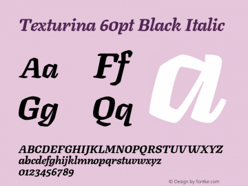 Texturina 60pt Black Italic Version 1.002图片样张