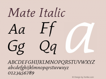 Mate Italic Version 1.003; ttfautohint (v1.8.4.7-5d5b);gftools[0.9.24]图片样张