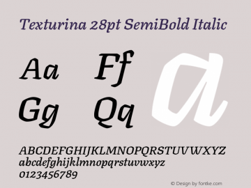 Texturina 28pt SemiBold Italic Version 1.002图片样张