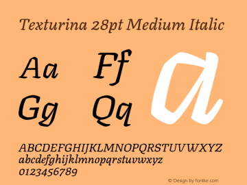 Texturina 28pt Medium Italic Version 1.002图片样张
